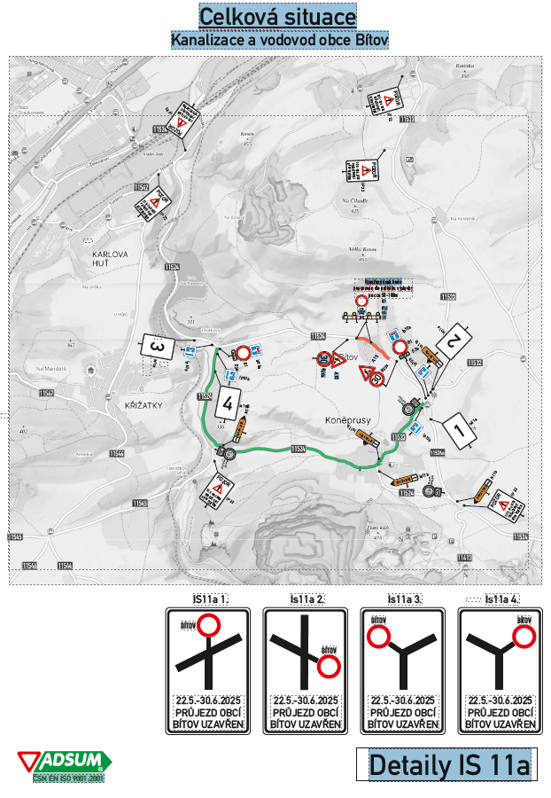 Uzavírka 22.05.2025 - 30.06.2025 Bítov